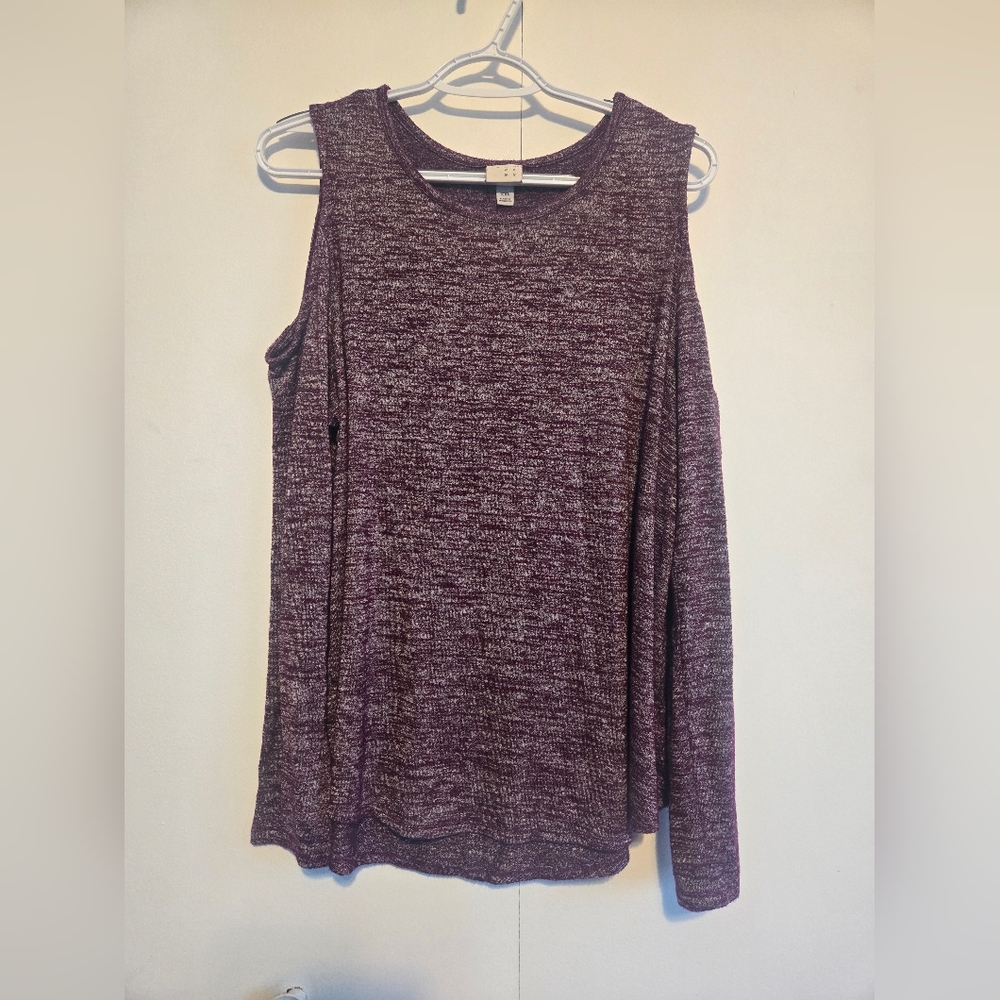 A New Day‎ Purple Cold Shoulder Knit Women's Top- Size XXL